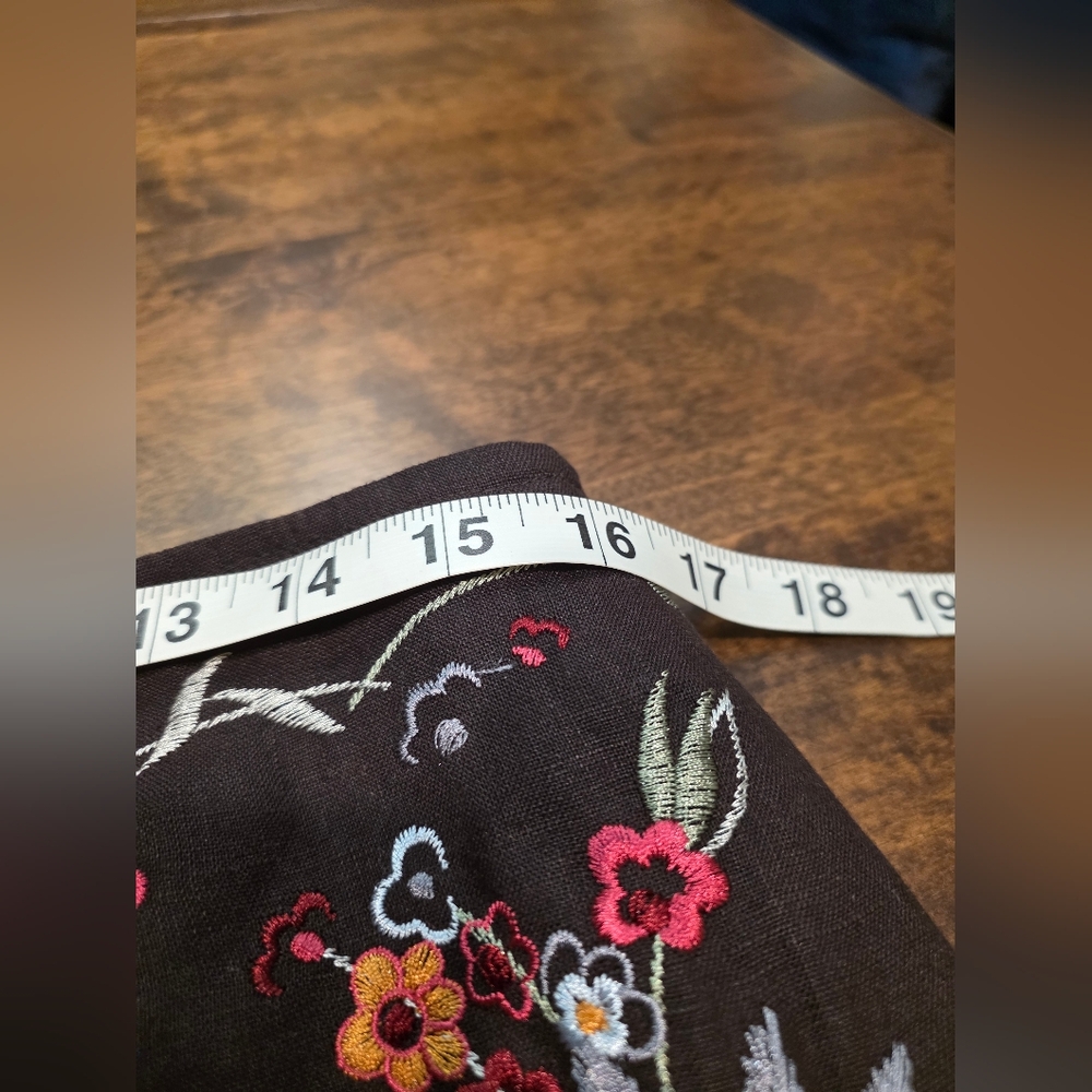 Linea Embroidered Floral Brown Linen A Line Skirt 14 - Picture 10 of 10
